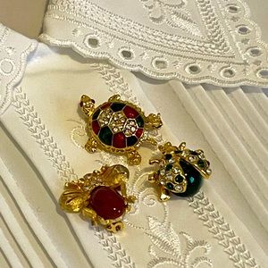 3 small brooches, Turtle, a bee, & Ladybug